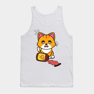 Funny orange cat Spills BBQ Sauce Tank Top